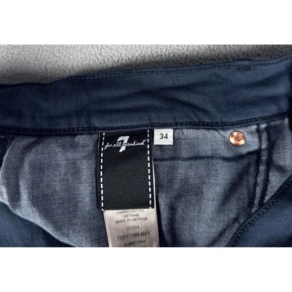 7 For All Mankind Pants Mens 34x32 Blue Slimmy Stretch Quiet Luxury Minimalist - Picture 9 of 11